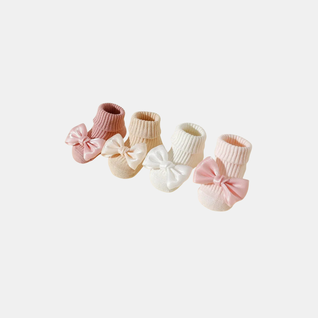 Söta Babysockor med Rosett – 4-pack