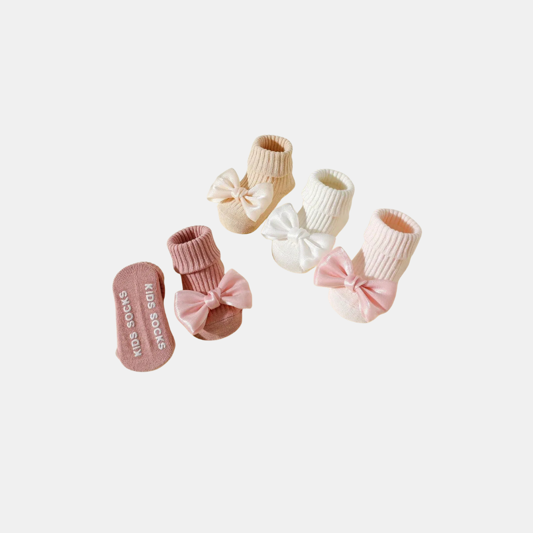 Söta Babysockor med Rosett – 4-pack