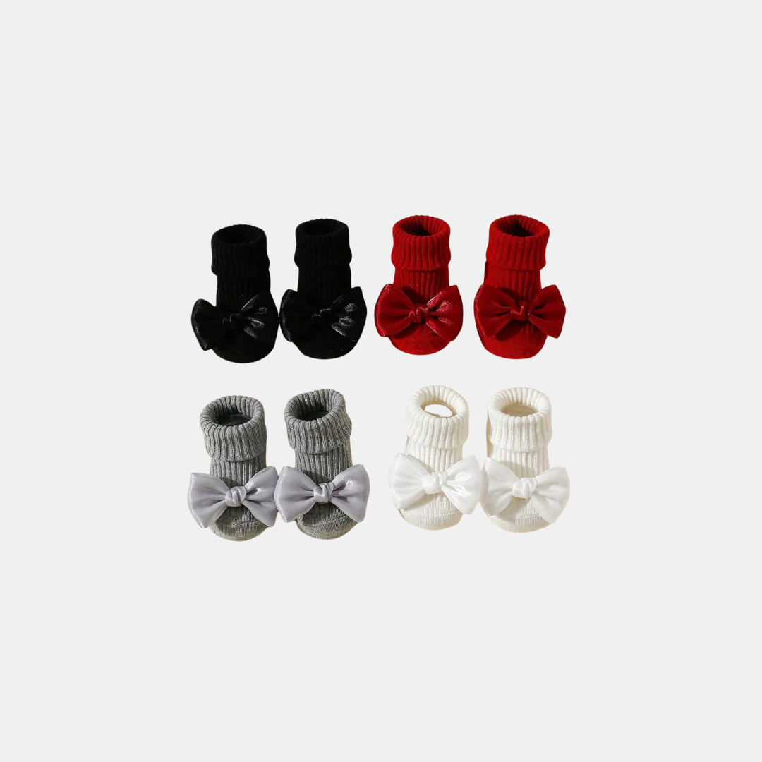 Söta Babysockor med Rosett – 4-pack